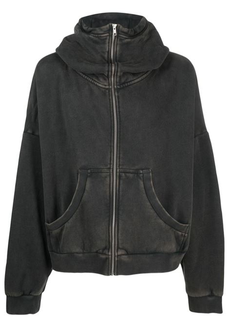 Washed black zip-up hooded sweatshirt Entire Studios - unisex